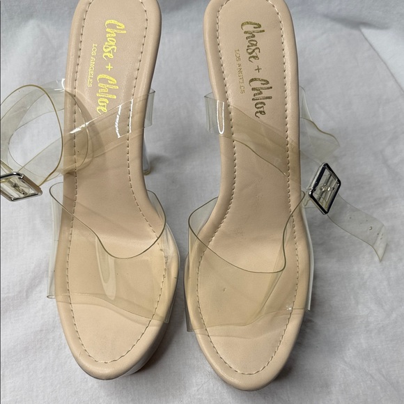 Chase + Chloe Clear and Silver Platform Heels - Picture 4 of 8